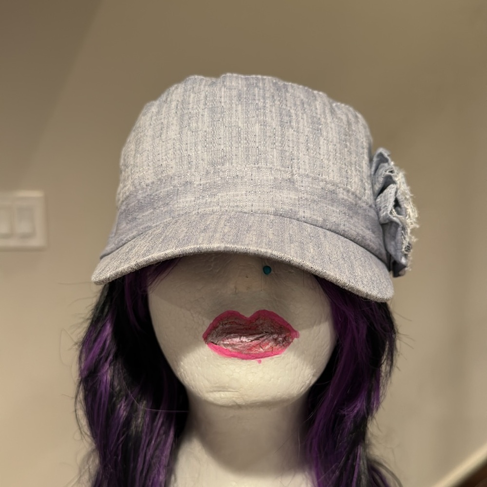 Croft & Barrow Pale Blue Women's Cap with Floral Accent - Picture 5 of 10